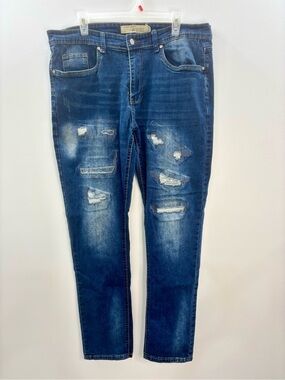 Refinery Republic Distressed Blue Jeans Mens Size 36x32 Excellent Condition